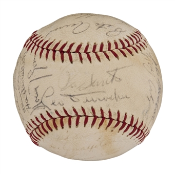 1967 Chicago Cubs Teams Signed Baseball With 25 Signatures Including Ernie Banks, Leo Durocher and Ron Santo (JSA LOA)